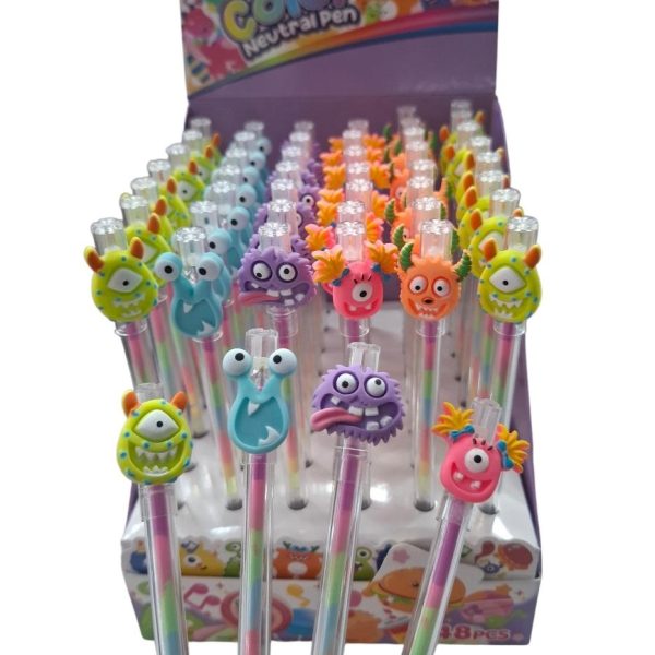 Lapicera multicolor  con aplique monstruitos- 48105