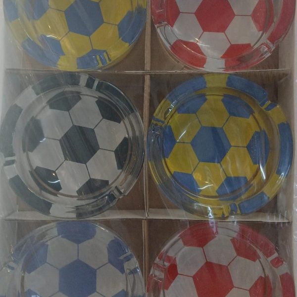 Ceniceros vidrio grueso colores club de futbol x 6u en caja- 50081