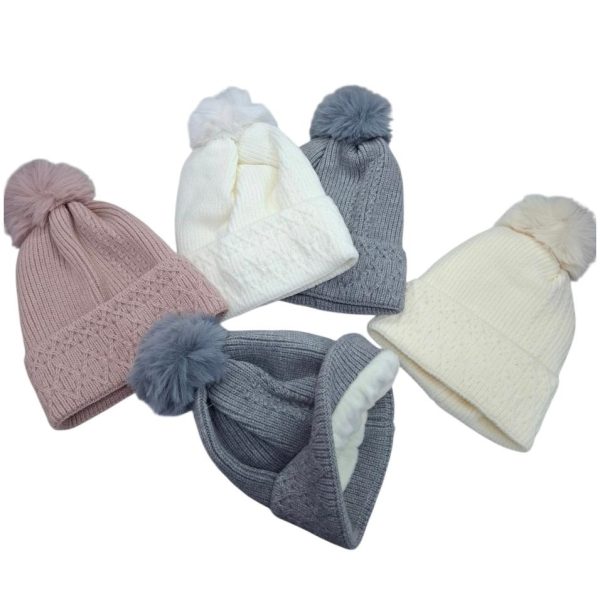 Gorro lana tejido interior corderito con pom pom-67659