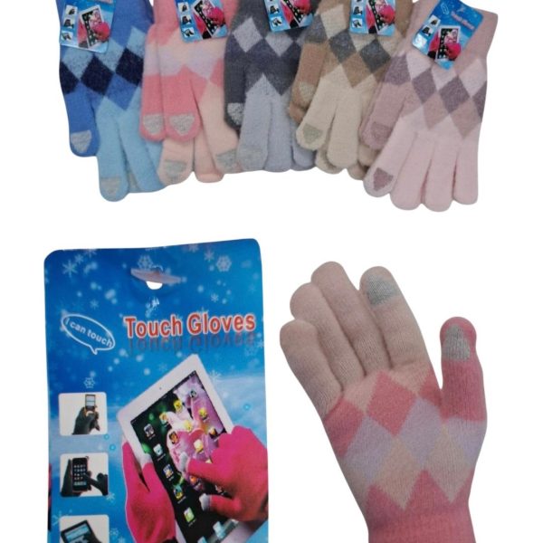 Guante adulto Bremer rombos con dedo tactil para celular -tablets- 67680