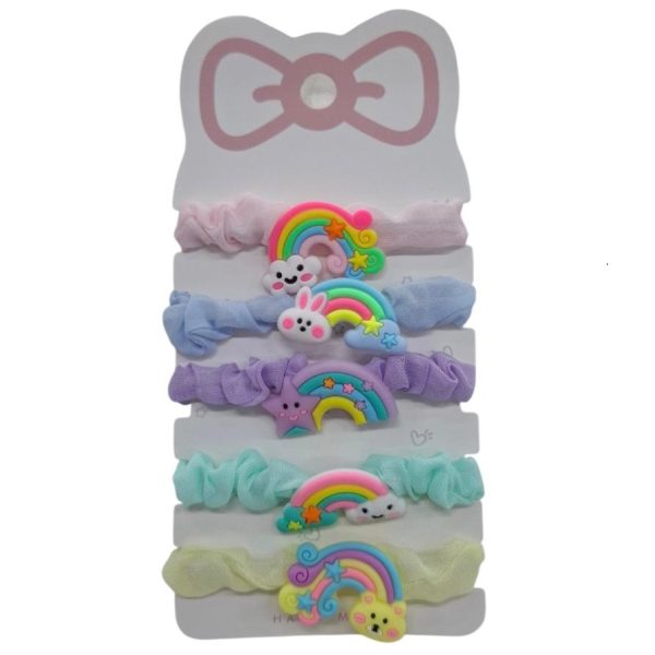 Scunzys tela x 5u con aplique goma ARCO IRIS- 16641