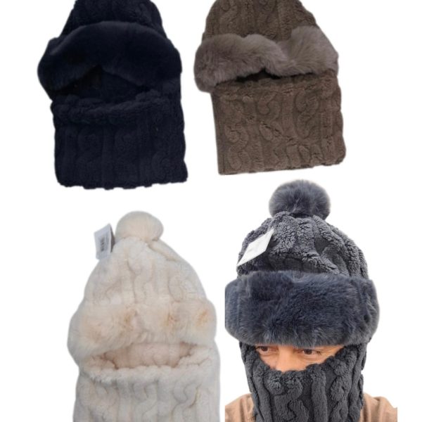 Gorro pasamontaña corderito y piel- 03917