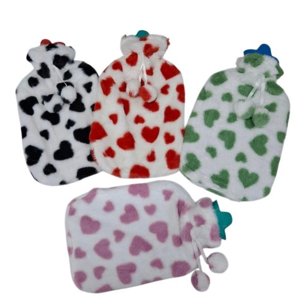 Bolsa de goma para  agua caliente  grande forrada peluche- 04824