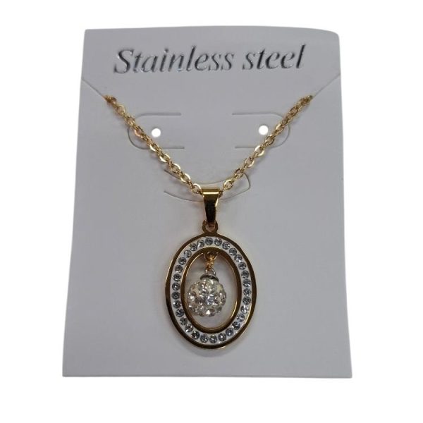 Colgante cadena acero dorado con dige con strass- 11607