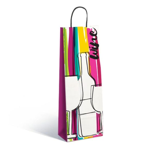 Bolsa para vino WINE 14X8X40-manija torzada- 14857