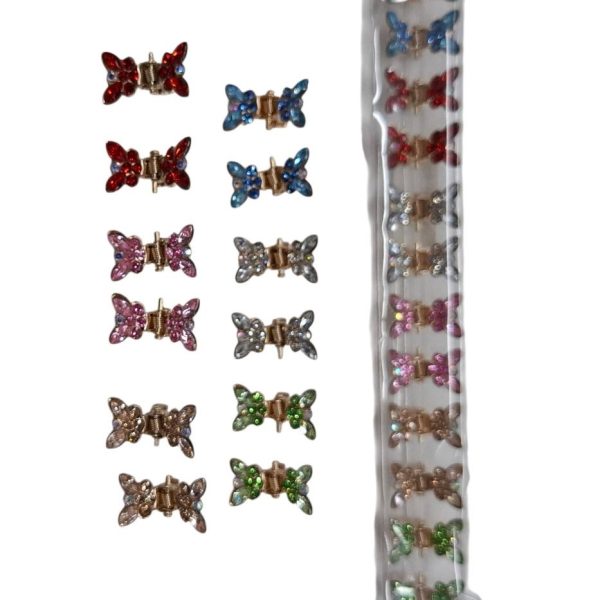 Mini broche metal x 12u con aplique strass color- 17954