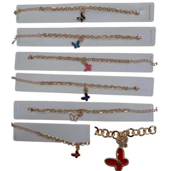 Pulsera dorada con dige mariposa-18185