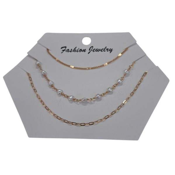 Gargantilla triple cadena y perlas-18214