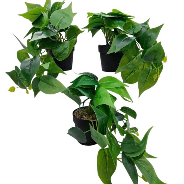 Maceta 8 cm con planta artificial hojas verdes- 3464