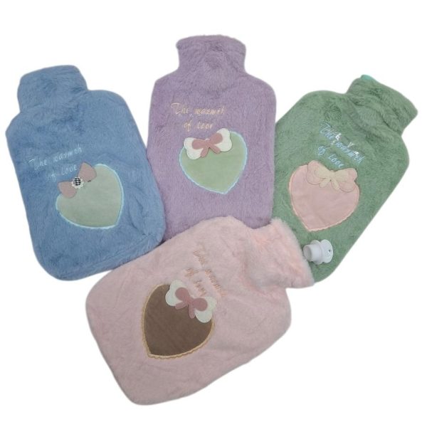 Bolsa de agua caliente grande forrada peluche bordada- 4803