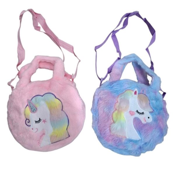 Cartera bandolera peluche 24x24 Unicornio- 00545