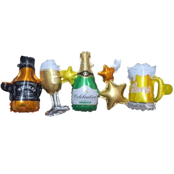 Globo guirnalda metalizado botellas CERVECERA 75x35cm-0159