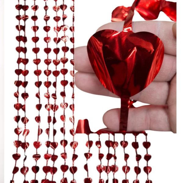 Cortina CORAZONES 1x2 mts Roja- 02223R