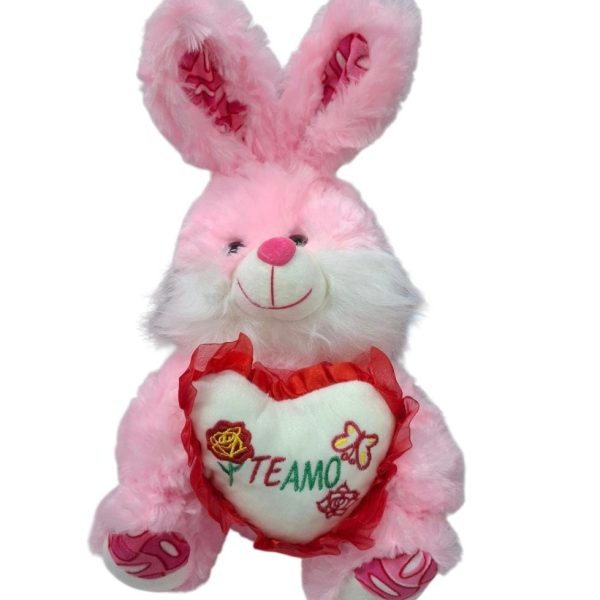 Conejo 30 cm con corazon TE AMO en dos colores- 3234