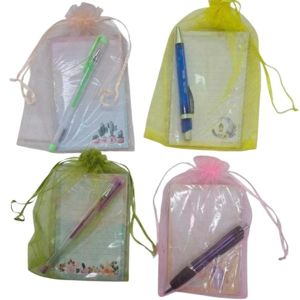Anotador + lapicera en bolsa de Organza- 60878