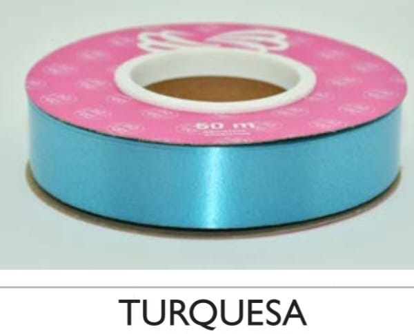 Cinta lisa 2 cm x 50mts  TURQUESA  para moños- 98526