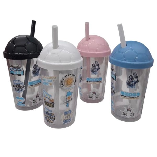 Vaso acrilico tapa pelota stickers mundial 350cc- 992PM