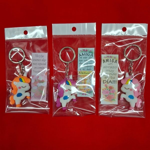 Llavero goma Unicornio + tarjetita amistad en bolsa- 18515U