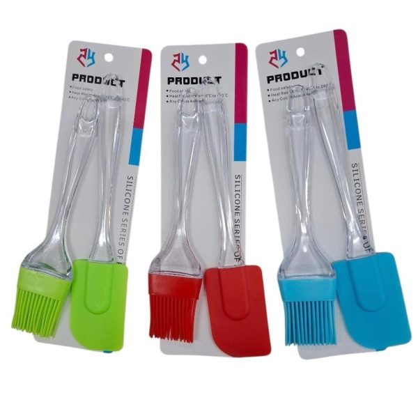 Set pincel y espatula silicona mango acrilico-22795