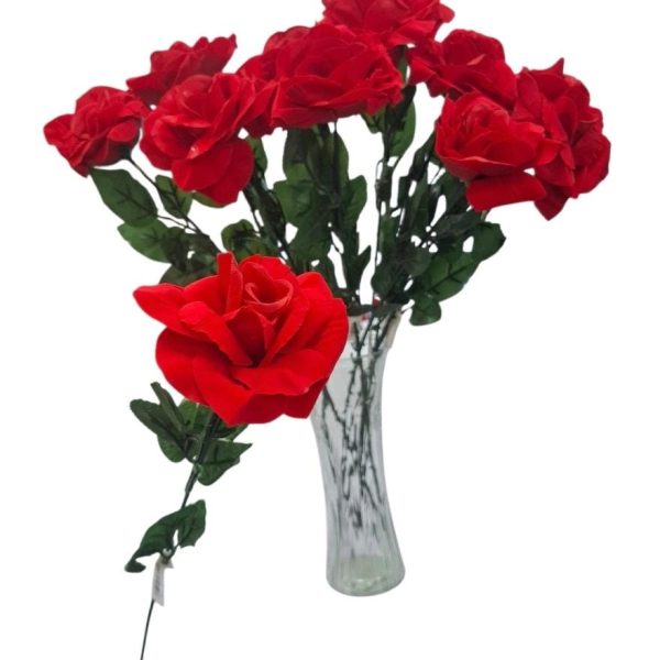 Rosa abierta  ATERCIOPELADO rojo 60 cm- 485