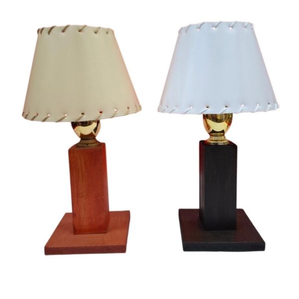 Velador madera mini 30 cm RECTO con tulipa-13511