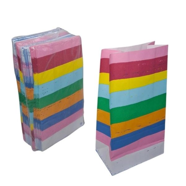 Sobres x50 para cotillon 14x8x26 cm RAYAS MULTICOLOR -18541