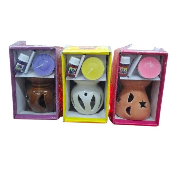 Set de Hornito  7 cm + escencia + velita en caja visora- 27967