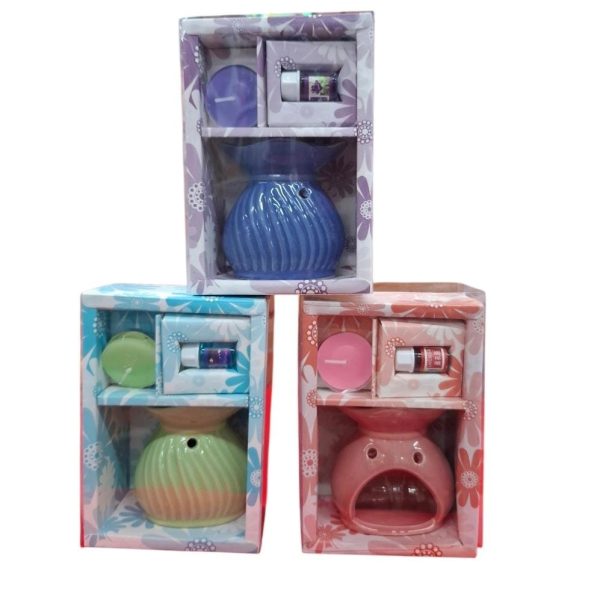 Set de Hornito 8 cm + escencia + velita en caja visora- 27974