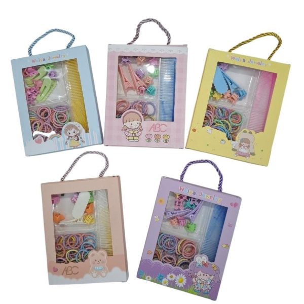 Set de colita y broches para el pelo infantil en caja - 54510