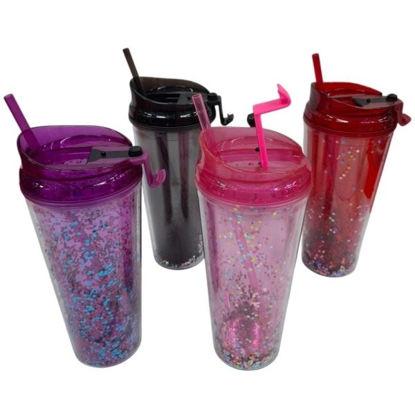 Vaso acrilico doble pared con tapa y sorbete 700cc-55110