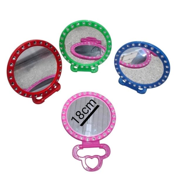 Espejo redondo marco plastico diamante 18 cm-70707