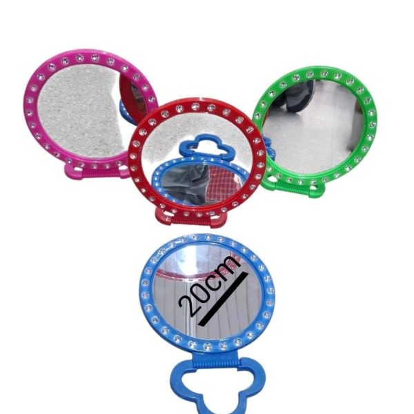 Espejo redondo marco plastico diamante 20 cm- 70708