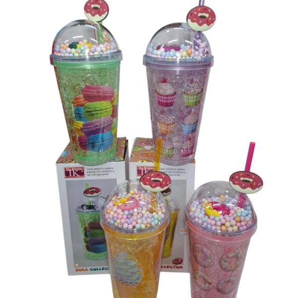 Vaso acrilico doble pared con gel refrigerante 450cc alique Dona- 89158