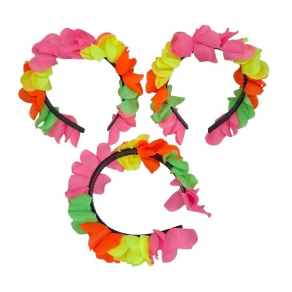Vincha plastica con flores fluor-04847