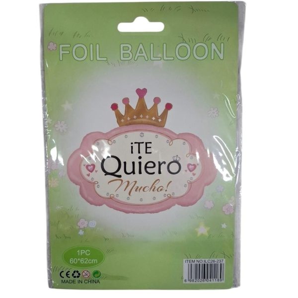 Globo metalizado nube con corona TE QUIERO 60X62cm- 41189