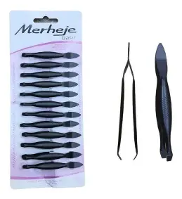 Pinza depilar negras x 12u en blister- 128133