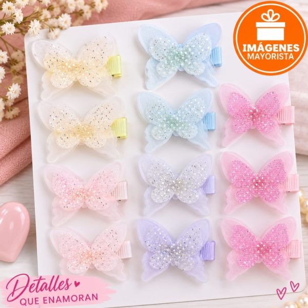 Mariposas con pico para el pelo x 10u-  1865