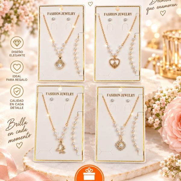 Set gargantilla + pulsera + aros -19982