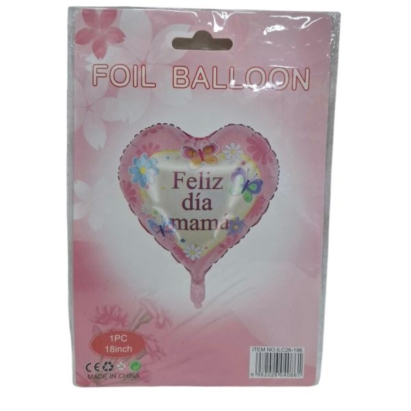 Globo metalizado Corazon FELIZ DIA MAMA 45cm- 40861