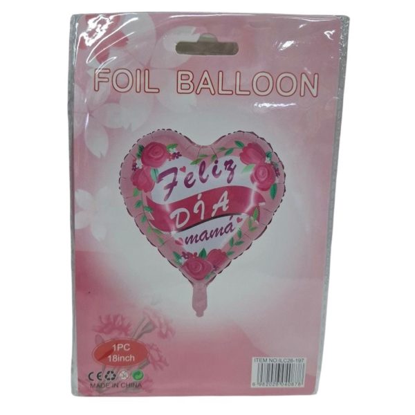 Globo metalizado Corazon FELIZ DIA MAMA 45cm- 40878