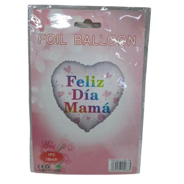 Globo metalizado Corazon FELIZ DIA MAMA 45cm- 40885