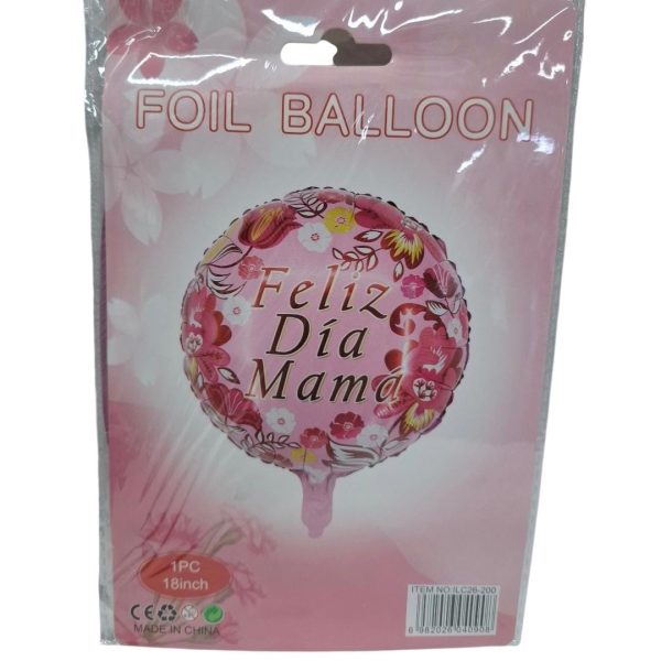 Globo metalizado  Redondo FELIZ DIA MAMA 45cm -40908