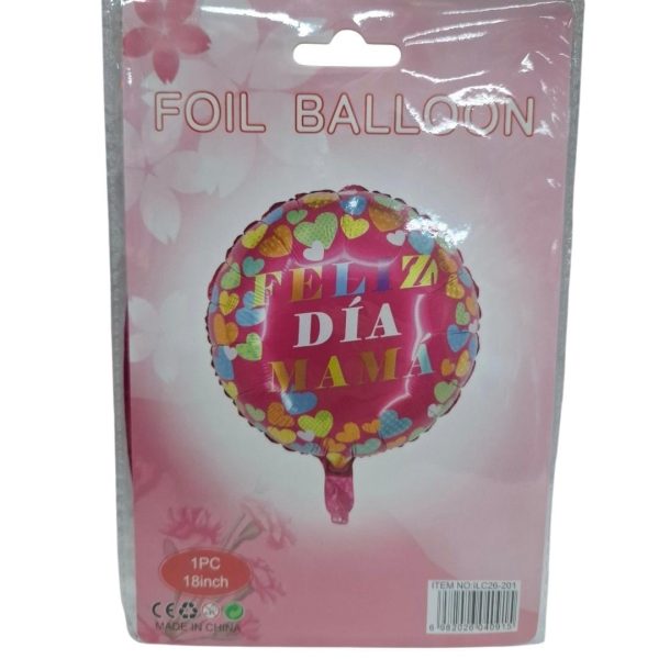 Globo metalizado  Redondo FELIZ DIA MAMA 45cm - 40915