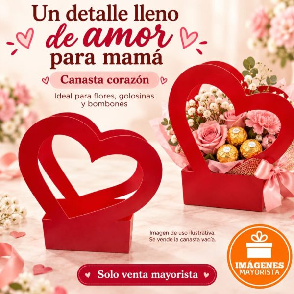 Caja Canasta CORAZON ROJA 18X8X30 -781SC