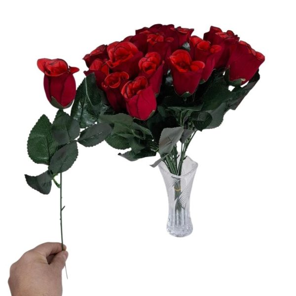Pimpollo de Rosa Rojo aterciopelado vara 42cm - 7203