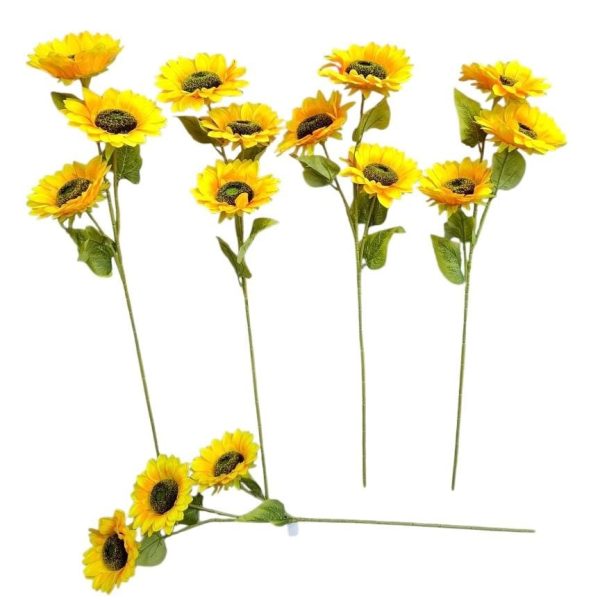 Vara 87cm con 3 GIRASOLES de 15 cm c/u -84144