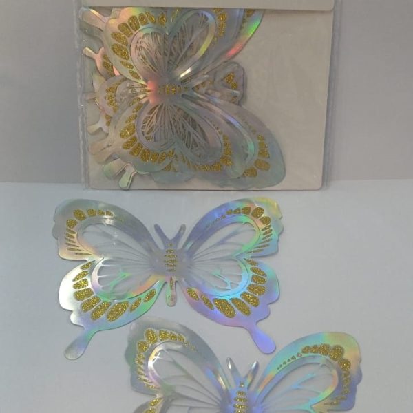 Mariposas x12u PLATEADAS -09646P