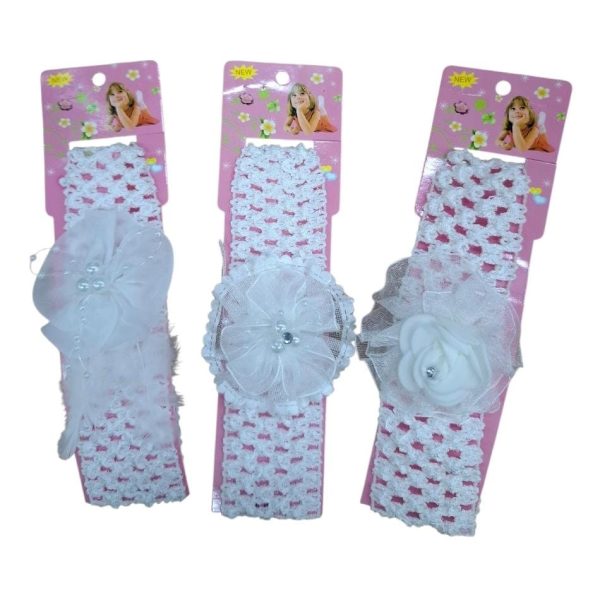 Vincha infantil elastica con aplique bautismo-comunuion- 10443
