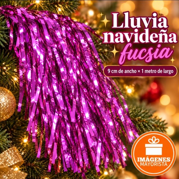 LLuvia navideña fucsia 9cmx 1mt- 10912F
