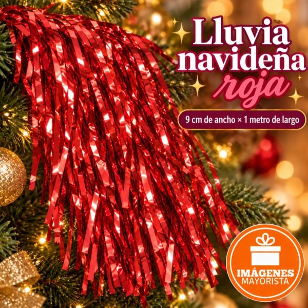 LLuvia navideña ROJA 9cmx 1mt- 10912R